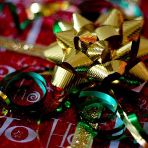 Holiday Package with Golden Bow